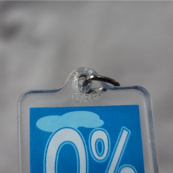 Fun retro '0% Angel' Keychain - blue & white graphic, made in Korea - Picture 4 of 5